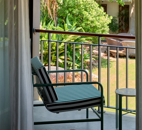 Image front onto the the main bedroom of a standard Garden View Room